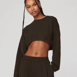 Alo Yoga espresso Tailored Cropped Crewneck